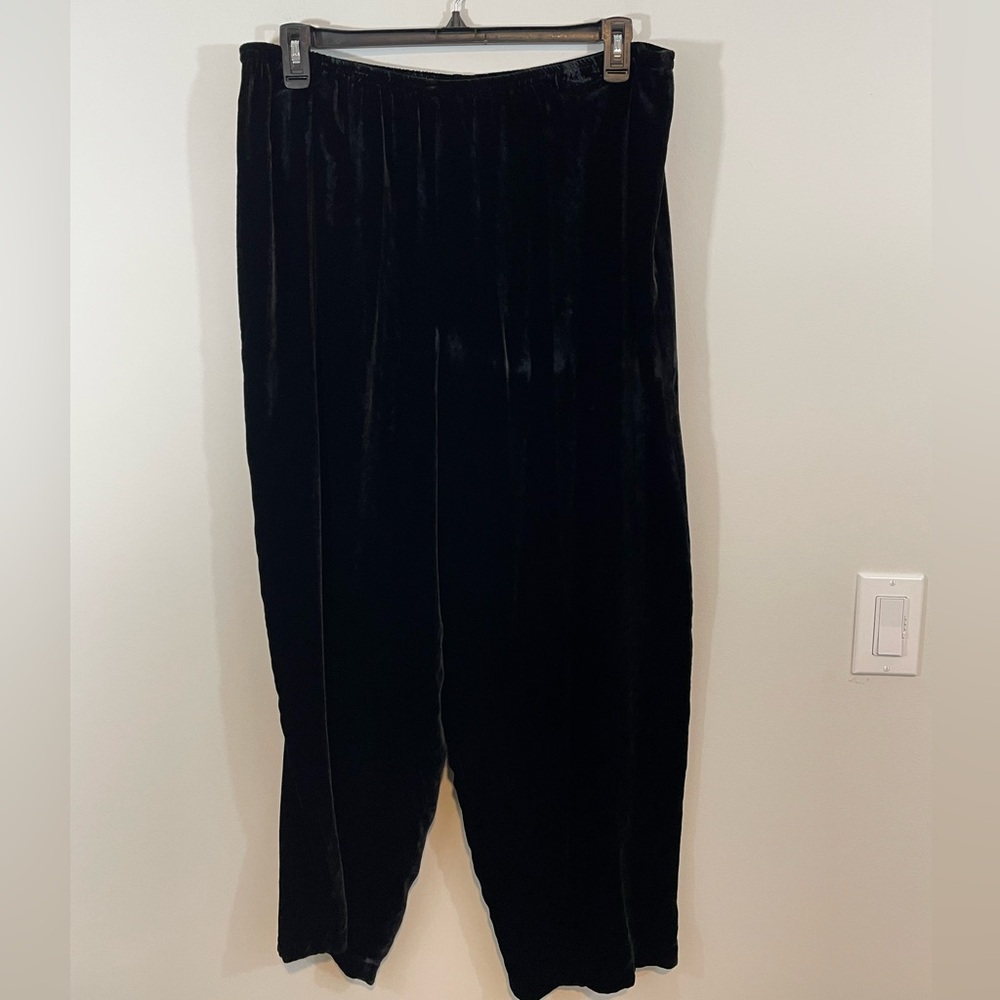 NEW Citron Santa Monica Silk Blend Velvet Pants Womens 1 1X Wide Leg Goth Luxe